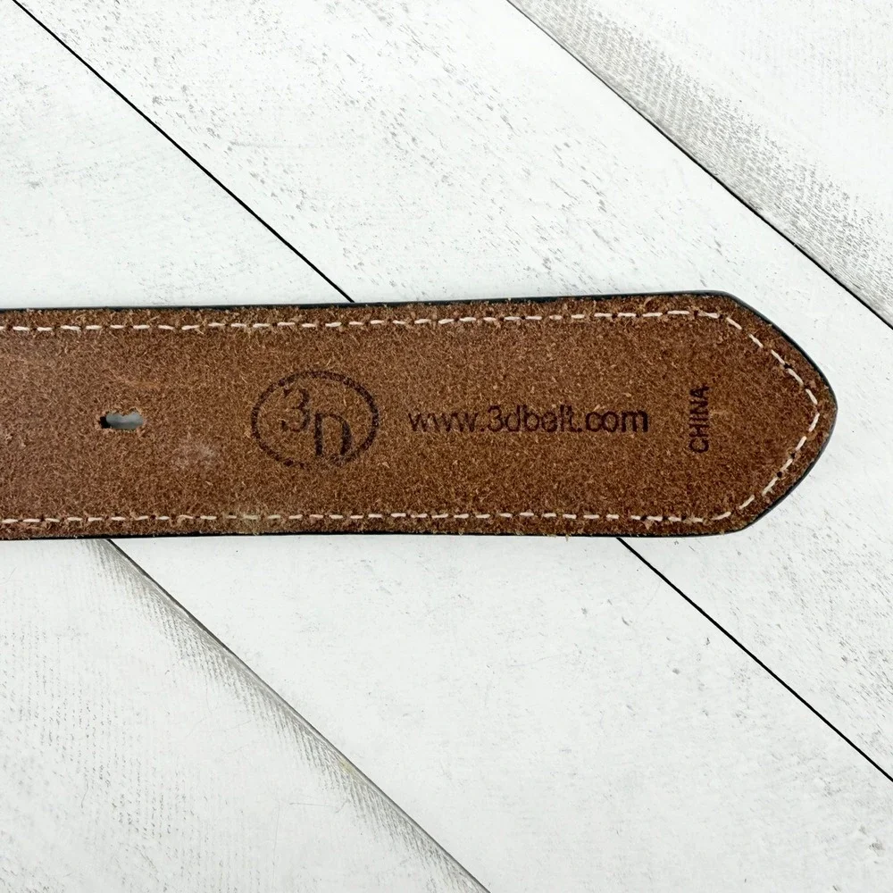3D Belt Company Kids Size 22 Western Leather Belt Brown Cross Conchos Studs